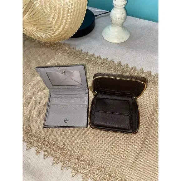 Michael Kors MK Monogram Logo Zipper Snap Fold Wallet Bundle Lot White Brown GUC - Picture 8 of 9